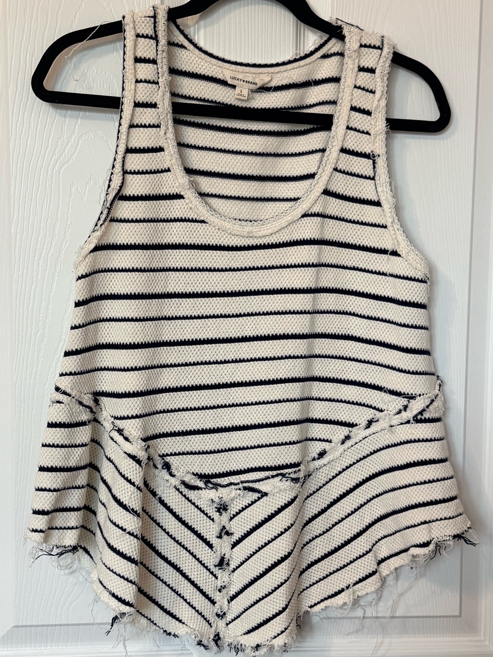 Lucky Brand Black & White Striped Peplum Tank